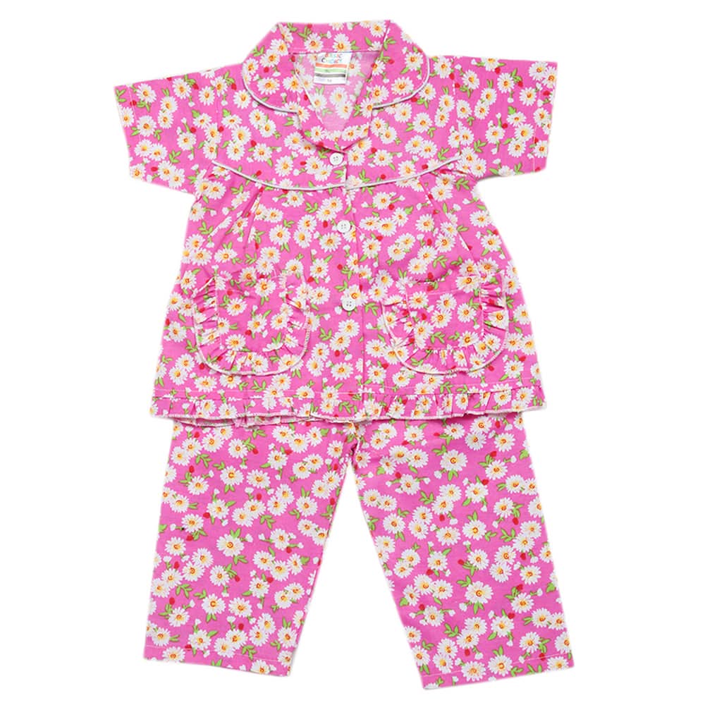 Girls Half Sleeves Sleeping Suits - Dark Pink, Kids, Girls Sets And Suits, Chase Value, Chase Value