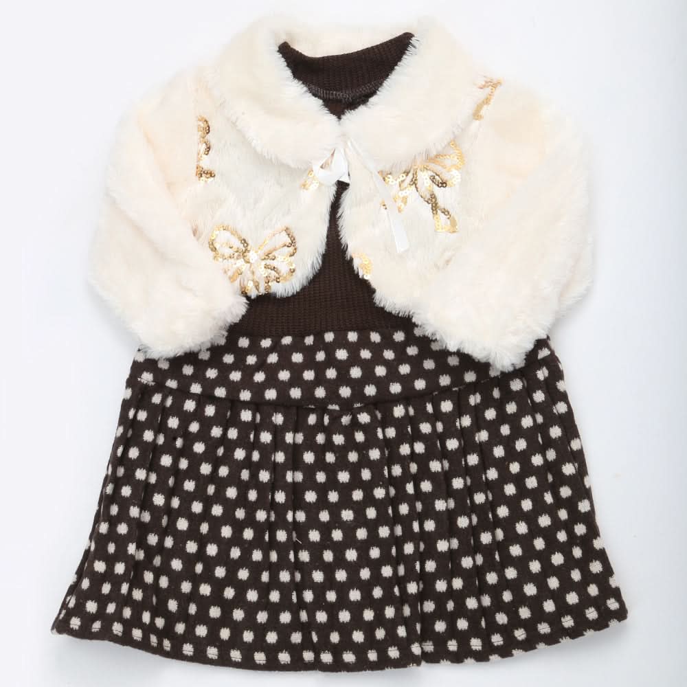 Girls Full Sleeves Frock - Coffee, Kids, Girls Frocks, Chase Value, Chase Value