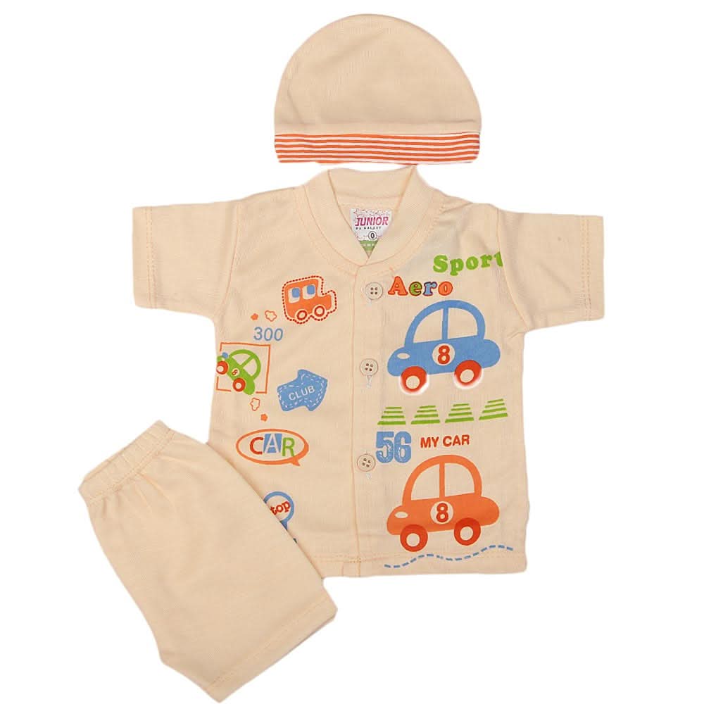 Newborn Boys Suits 3 Pcs - Peach, Kids, NB Boys Sets And Suits, Chase Value, Chase Value
