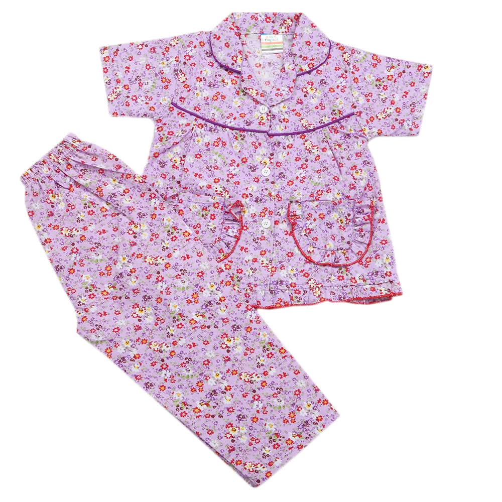 Girls Half Sleeves Sleeping Suits - Purple, Kids, Girls Sets And Suits, Chase Value, Chase Value