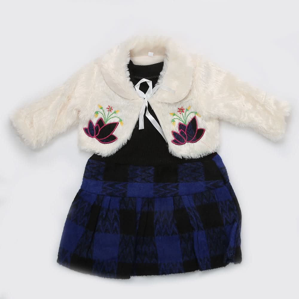 Girls Full Sleeves Frock - Royal Blue, Kids, Girls Frocks, Chase Value, Chase Value