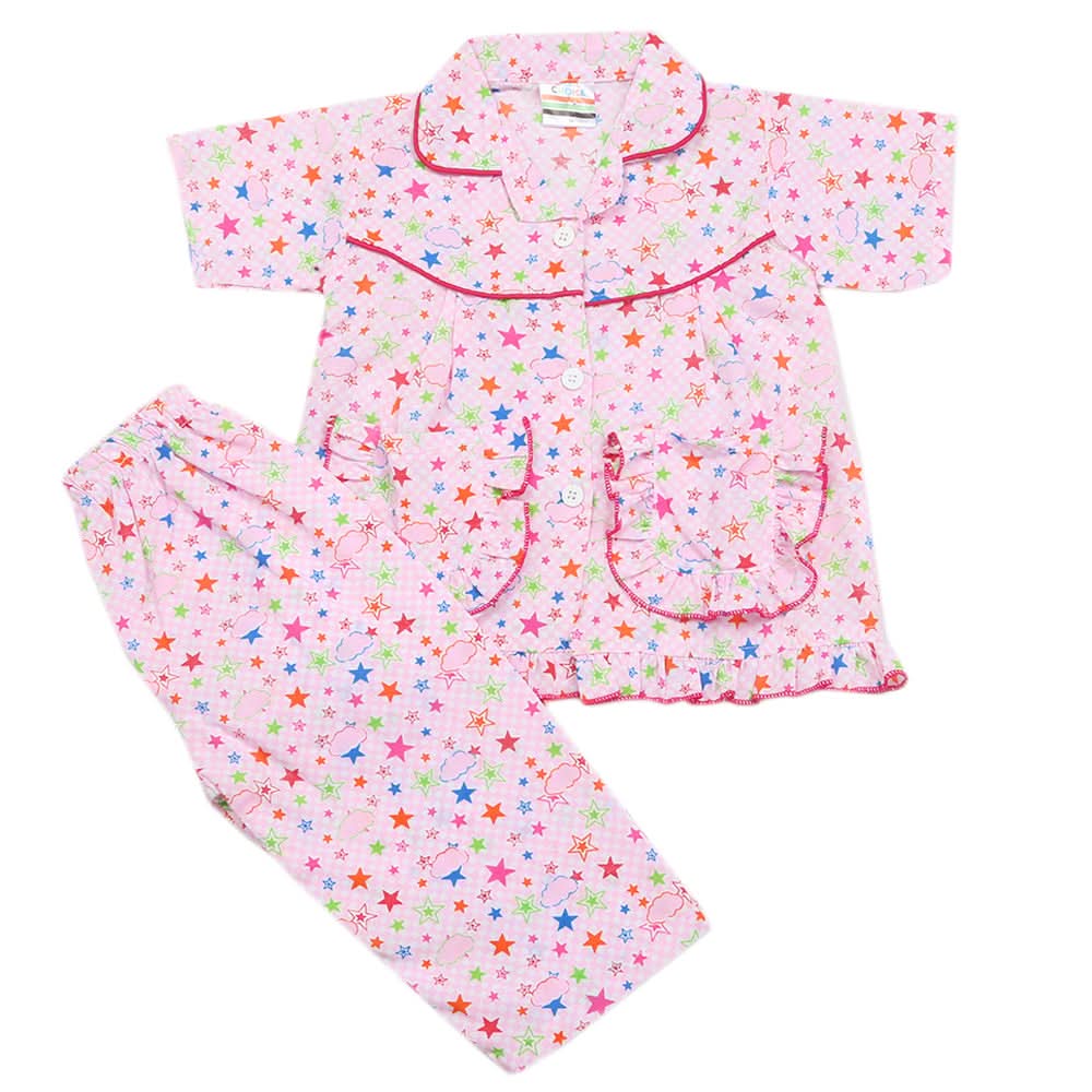 Girls Half Sleeves Sleeping Suits - Light Pink, Kids, Girls Sets And Suits, Chase Value, Chase Value