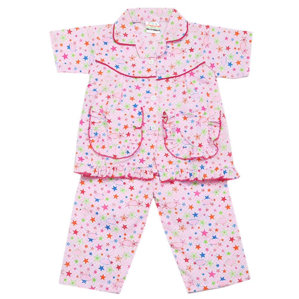 Girls Half Sleeves Sleeping Suits - Light Pink, Kids, Girls Sets And Suits, Chase Value, Chase Value