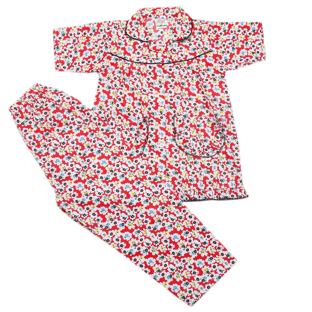 Girls Half Sleeves Sleeping Suits - Red, Kids, Girls Sets And Suits, Chase Value, Chase Value