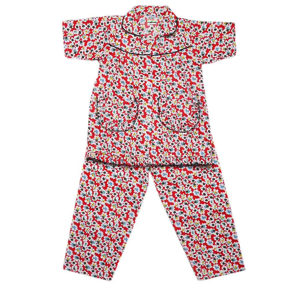Girls Half Sleeves Sleeping Suits - Red, Kids, Girls Sets And Suits, Chase Value, Chase Value