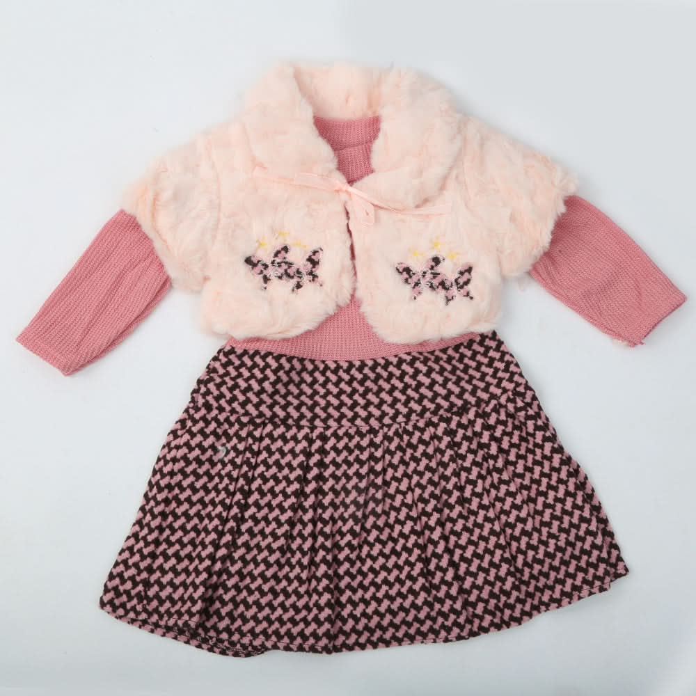 Girls Full Sleeves Frock - Pink, Kids, Girls Frocks, Chase Value, Chase Value