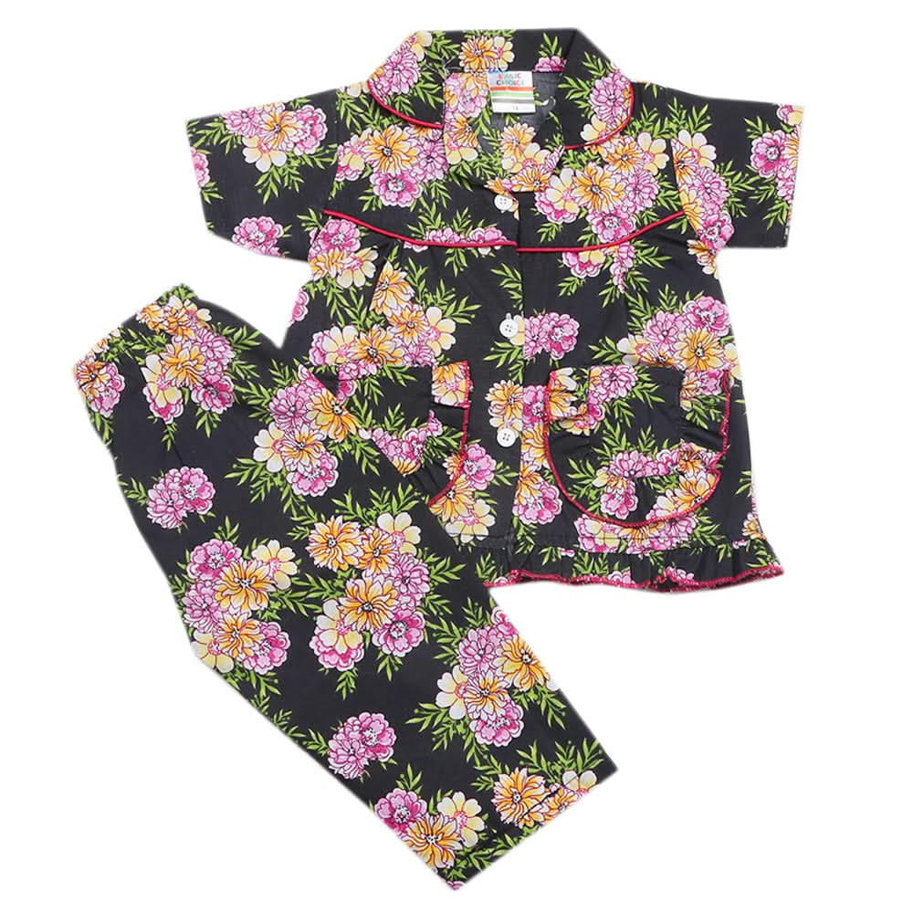 Girls Half Sleeves Sleeping Suits - Black, Kids, Girls Sets And Suits, Chase Value, Chase Value
