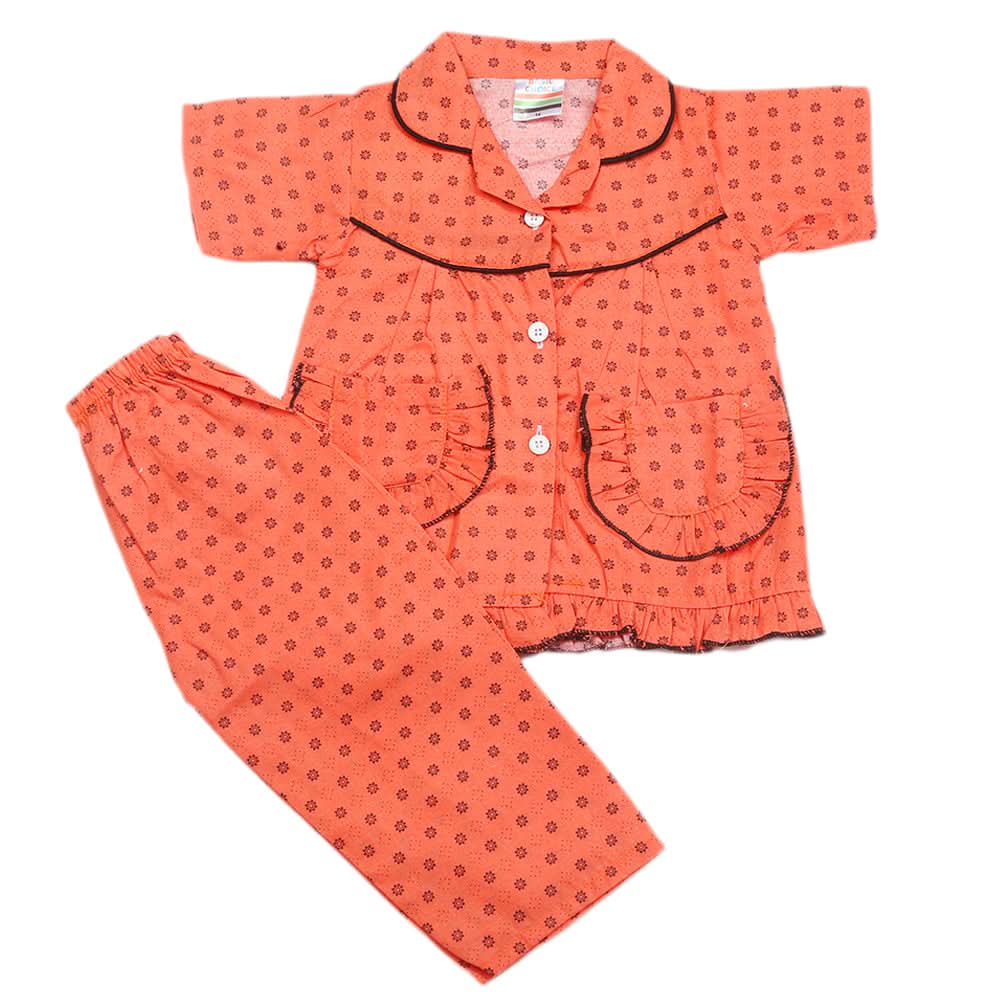 Girls Half Sleeves Sleeping Suits - Rust, Kids, Girls Sets And Suits, Chase Value, Chase Value