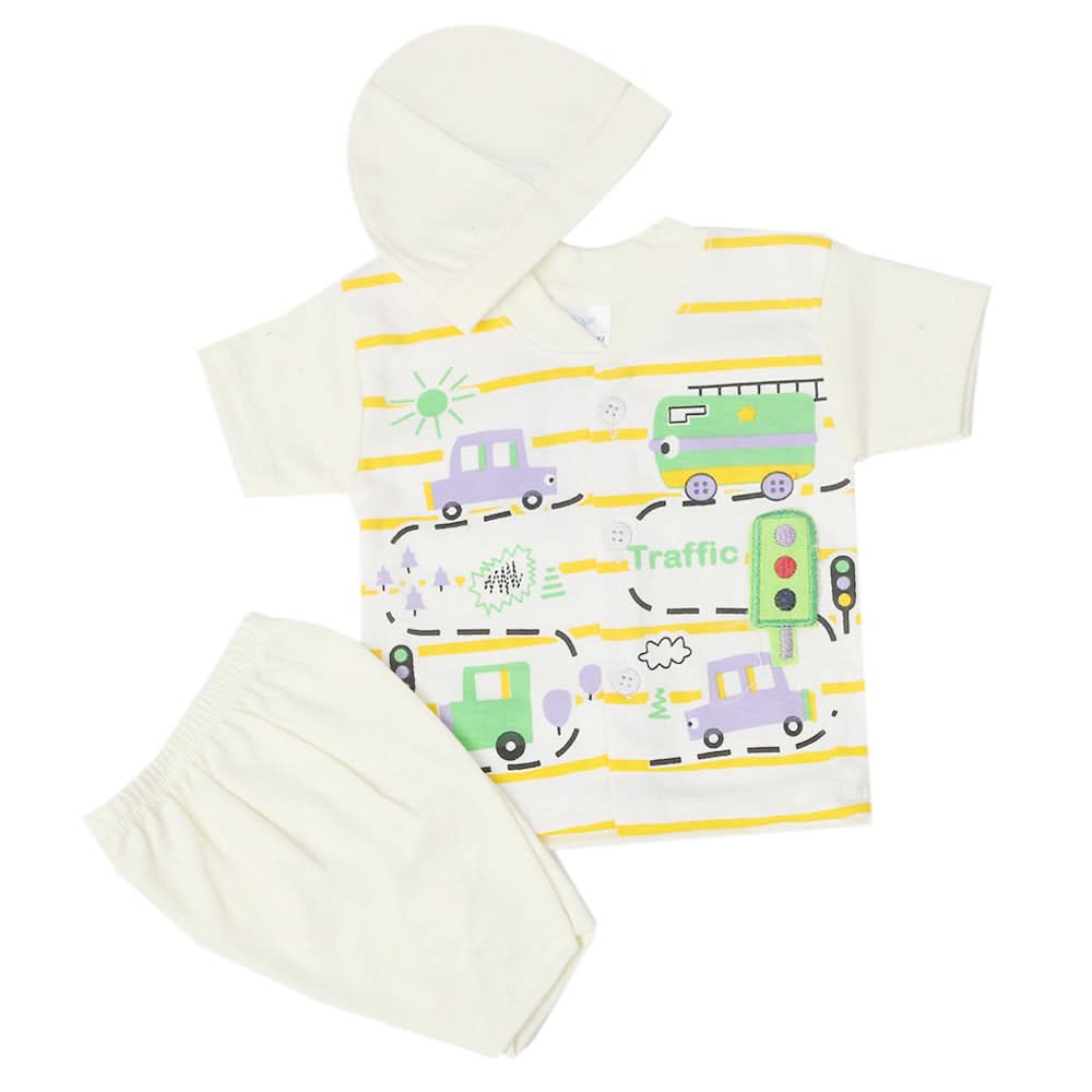 Newborn Boys Half Sleeves Suit - Cream, Kids, Newborn Boys Sets And Suits, Chase Value, Chase Value
