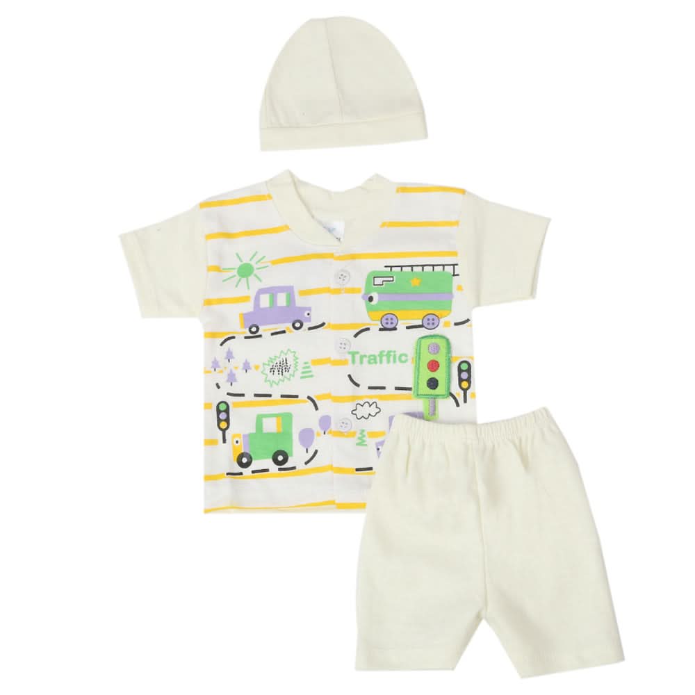 Newborn Boys Half Sleeves Suit - Cream, Kids, Newborn Boys Sets And Suits, Chase Value, Chase Value
