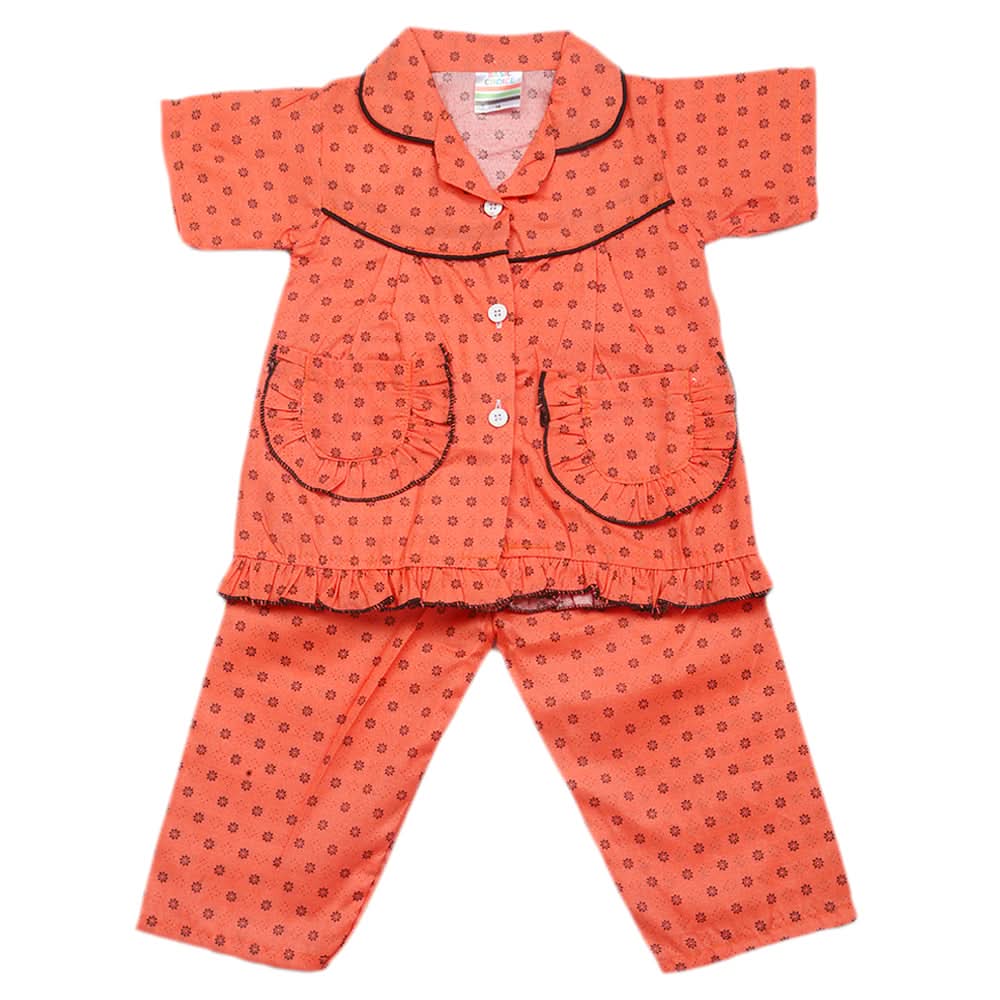 Girls Half Sleeves Sleeping Suits - Rust, Kids, Girls Sets And Suits, Chase Value, Chase Value