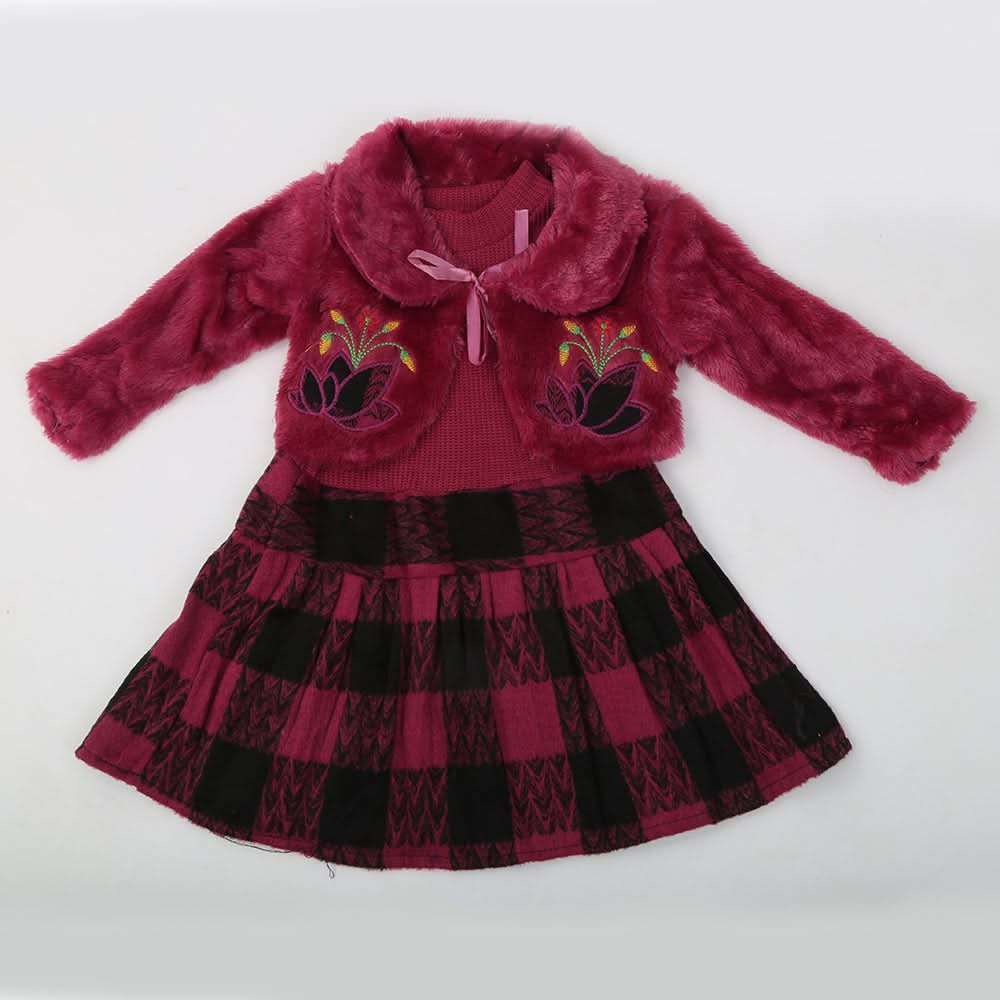 Girls Full Sleeves Frock - Purple, Kids, Girls Frocks, Chase Value, Chase Value