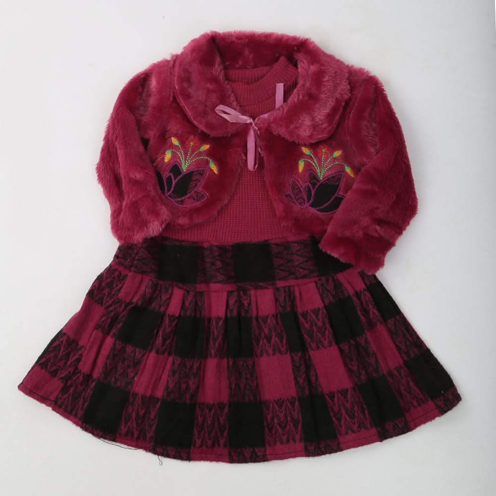 Girls Full Sleeves Frock A206 - Purple, Kids, Girls Frocks, Chase Value, Chase Value