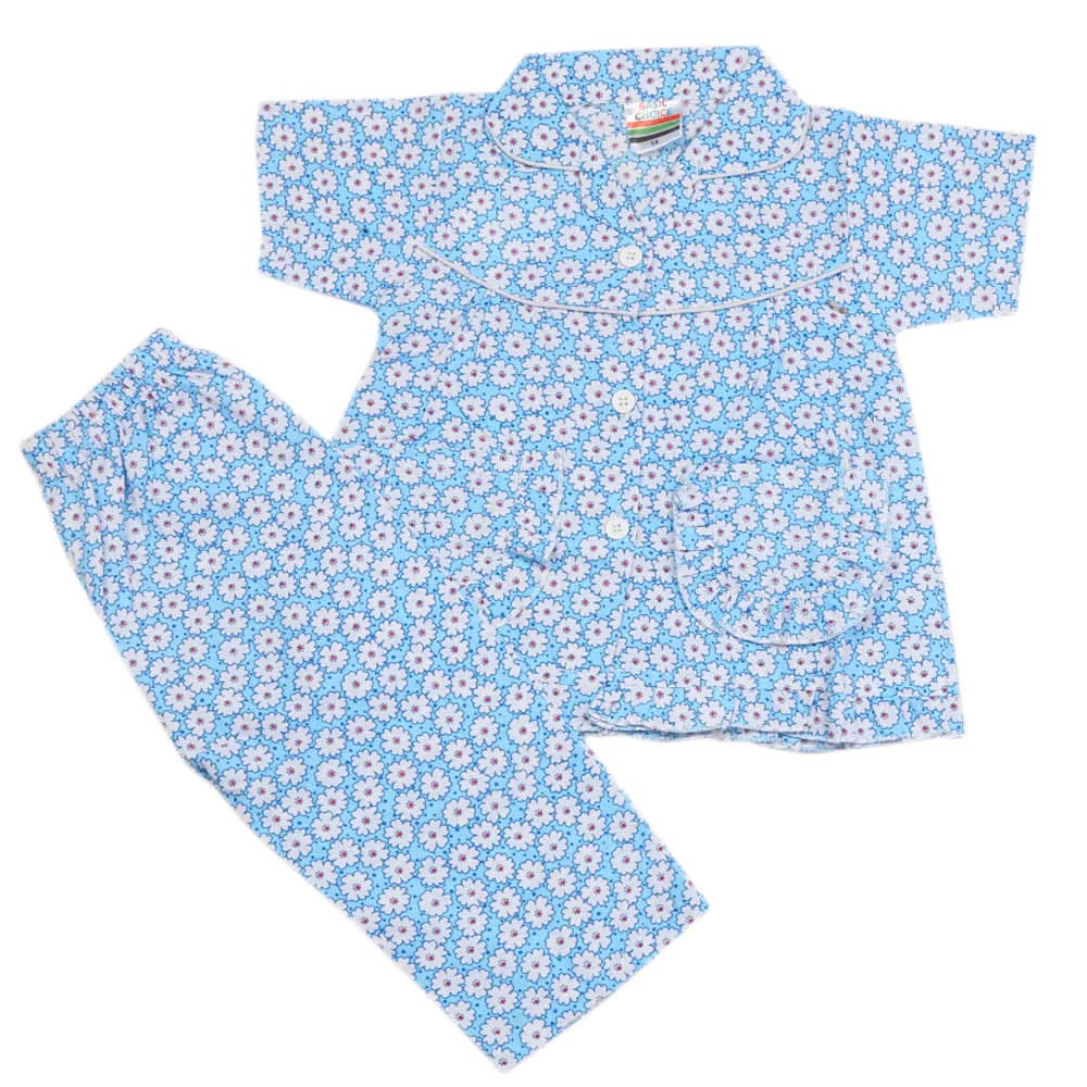 Girls Half Sleeves Sleeping Suits - Light Blue, Kids, Girls Sets And Suits, Chase Value, Chase Value
