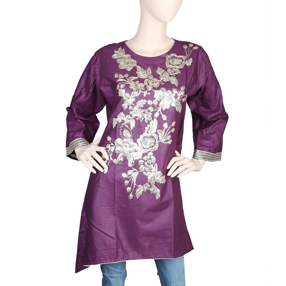 Women's Embroidered Kurti - Purple, Women, Ready Kurtis, Chase Value, Chase Value