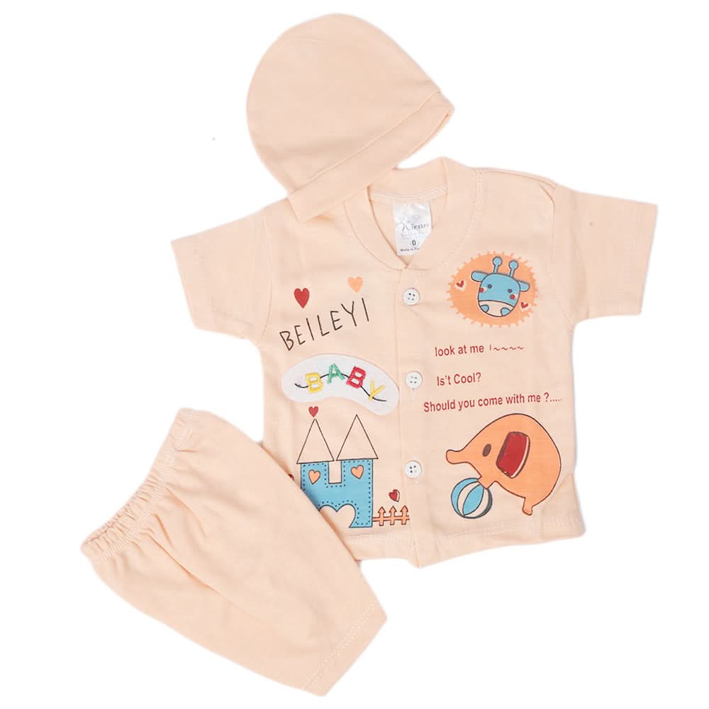 Newborn Boys Half Sleeves Suit - Peach, Kids, New Born Boys Sets And Suits, Chase Value, Chase Value