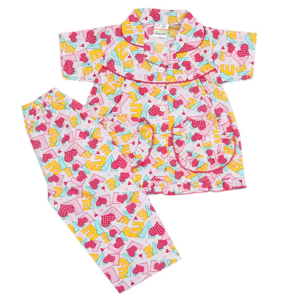 Girls Half Sleeves Sleeping Suits - Pink, Kids, Girls Sets And Suits, Chase Value, Chase Value