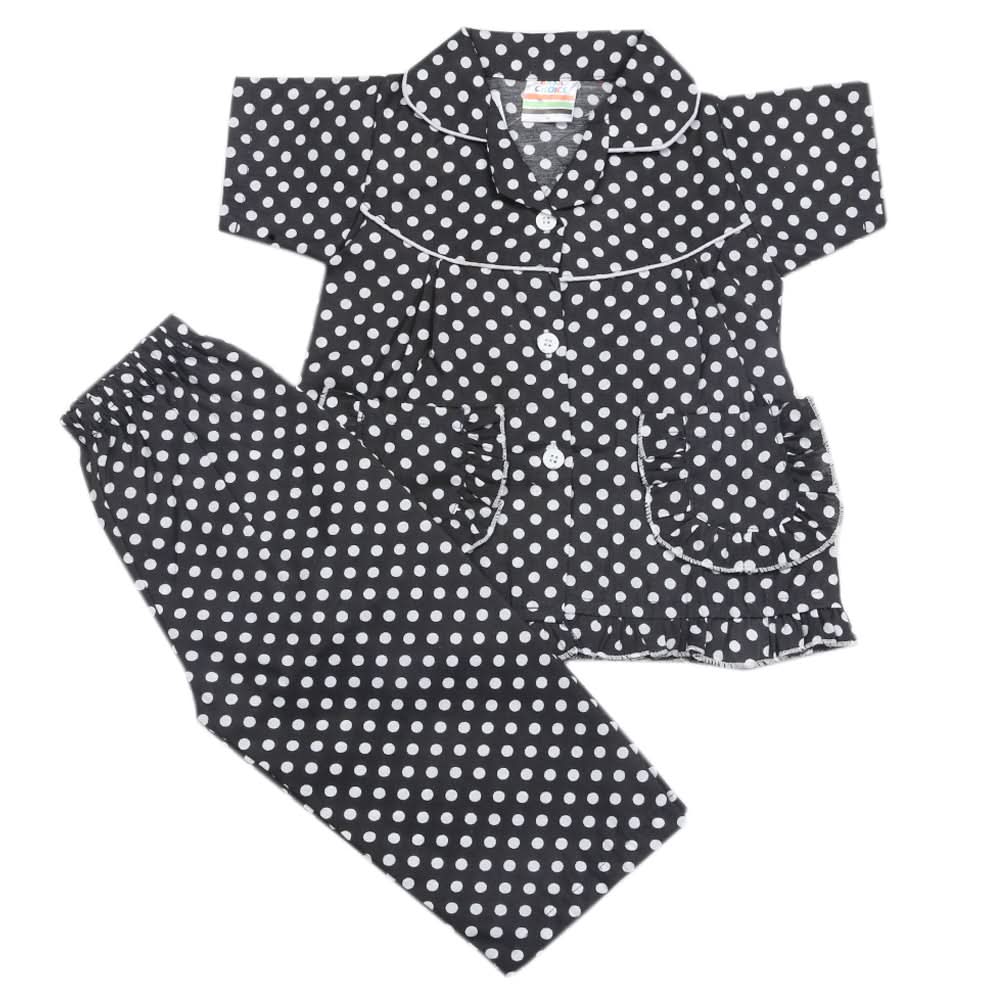 Girls Half Sleeves Sleeping Suits - Black, Kids, Girls Sets And Suits, Chase Value, Chase Value