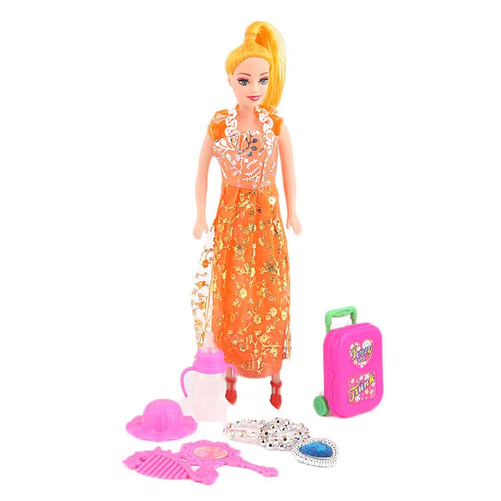 Fashion Doll 7 Pcs - Orange - test-store-for-chase-value