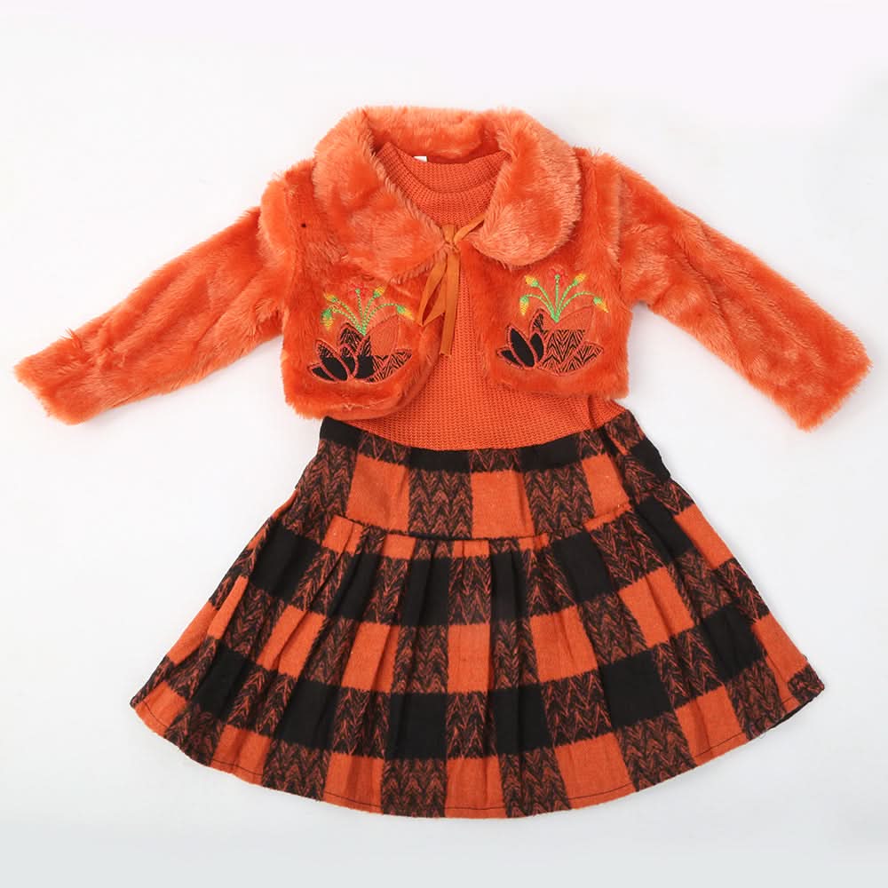 Girls Full Sleeves Frock - Rust, Kids, Girls Frocks, Chase Value, Chase Value
