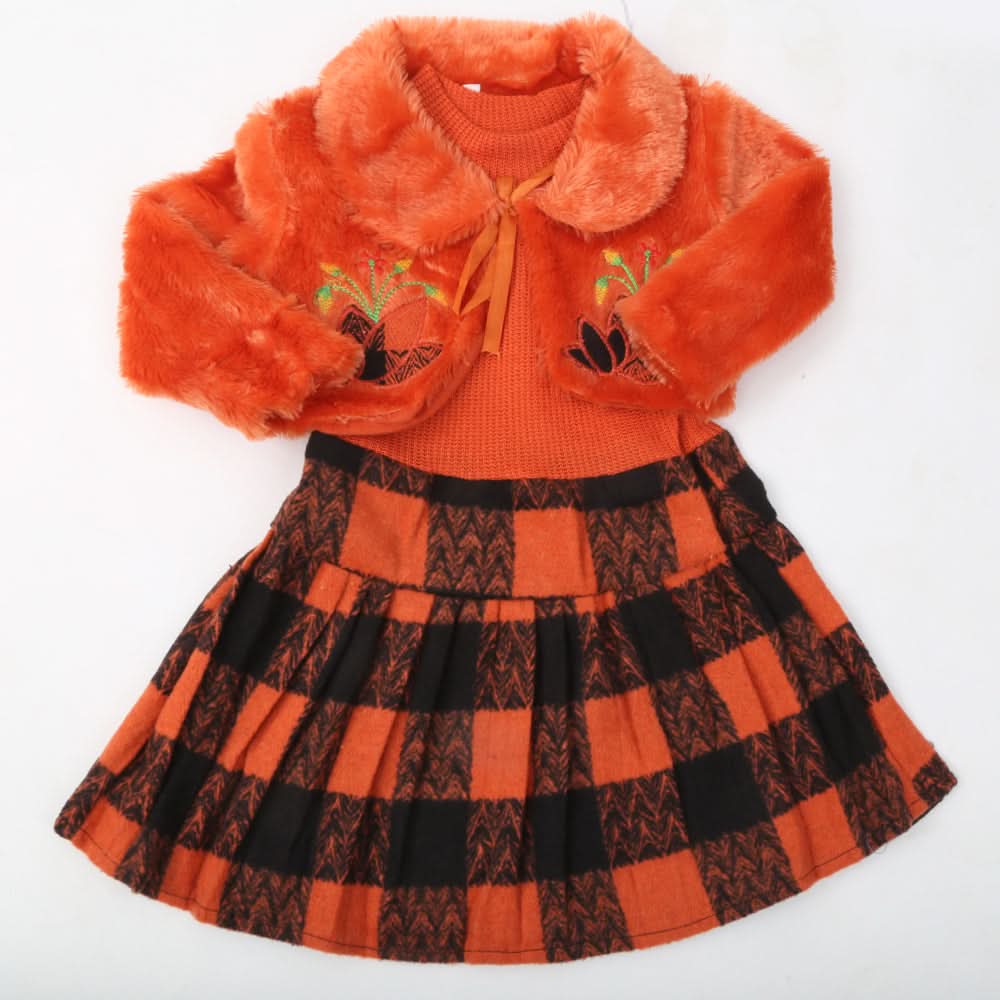Girls Full Sleeves Frock A206 - Rust, Kids, Girls Frocks, Chase Value, Chase Value