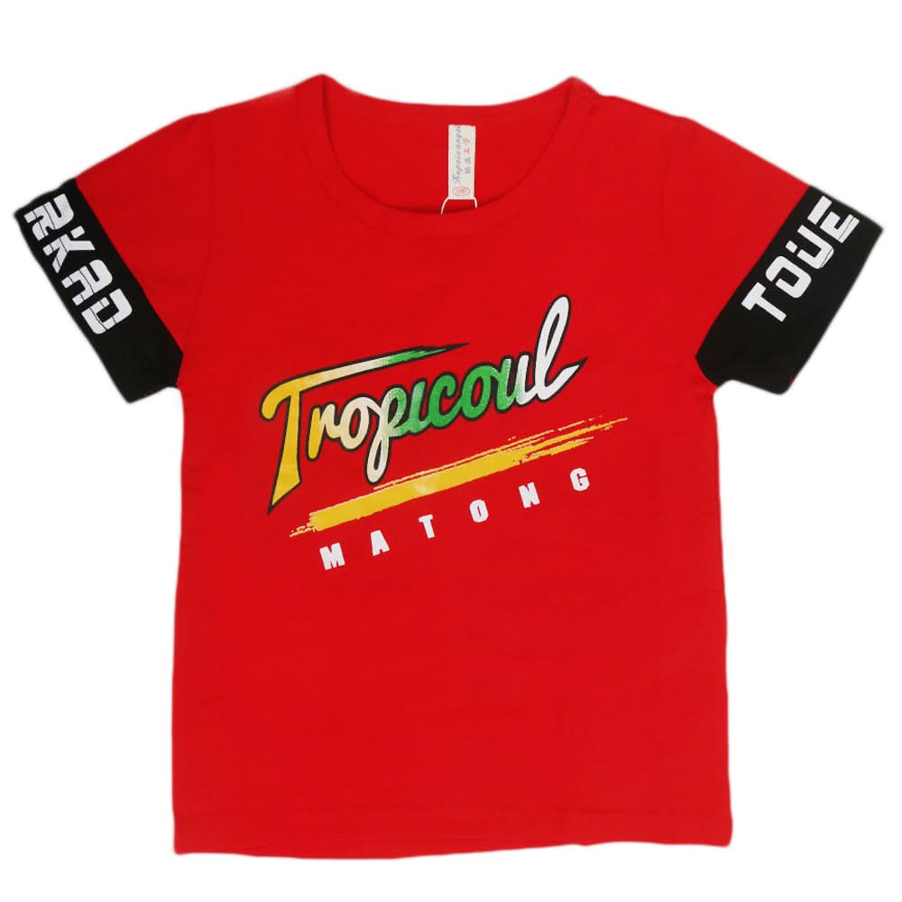 Boys Round Neck Half Sleeves T-Shirt - Red, Kids, Boys T-Shirts, Chase Value, Chase Value