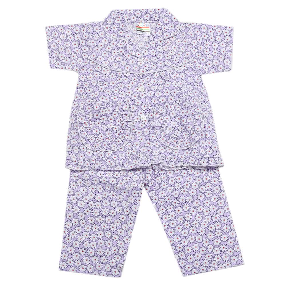 Girls Half Sleeves Sleeping Suits - Light Purple, Kids, Girls Sets And Suits, Chase Value, Chase Value
