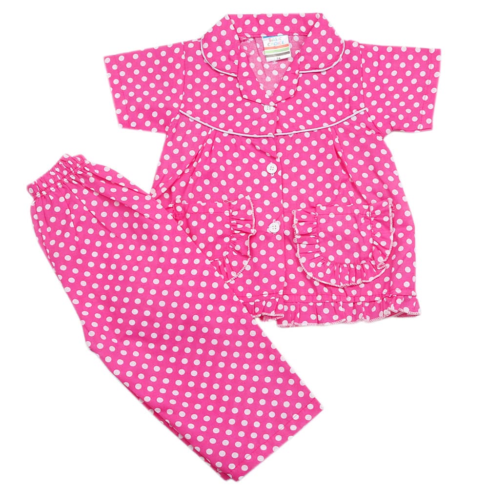 Girls Half Sleeves Sleeping Suits - Hot Pink, Kids, Girls Sets And Suits, Chase Value, Chase Value