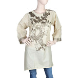 Women's Embroidered Kurti - Fawn, Women, Ready Kurtis, Chase Value, Chase Value