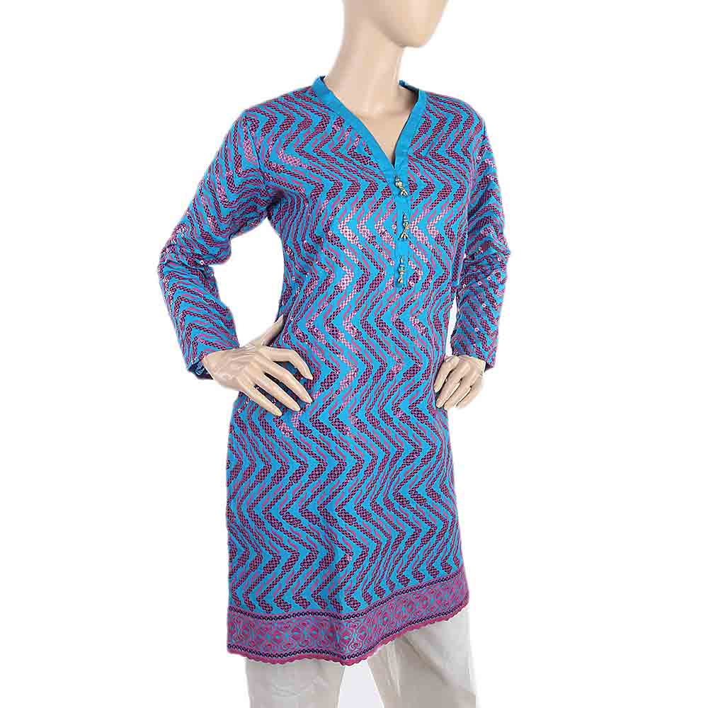 Women's Fancy Chicken Kurti - Blue, Women, Ready Kurtis, Chase Value, Chase Value