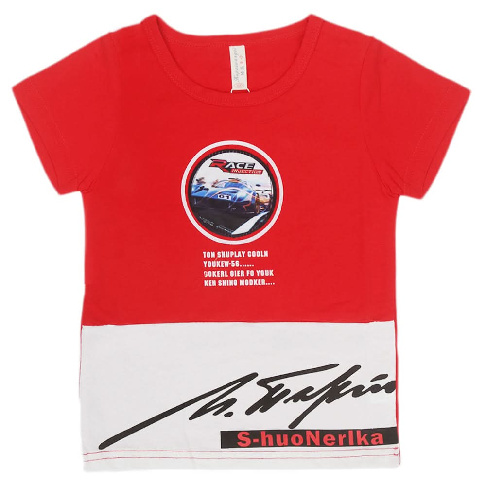 Boys Round Neck Half Sleeves T-Shirt - Red, Kids, Boys T-Shirts, Chase Value, Chase Value