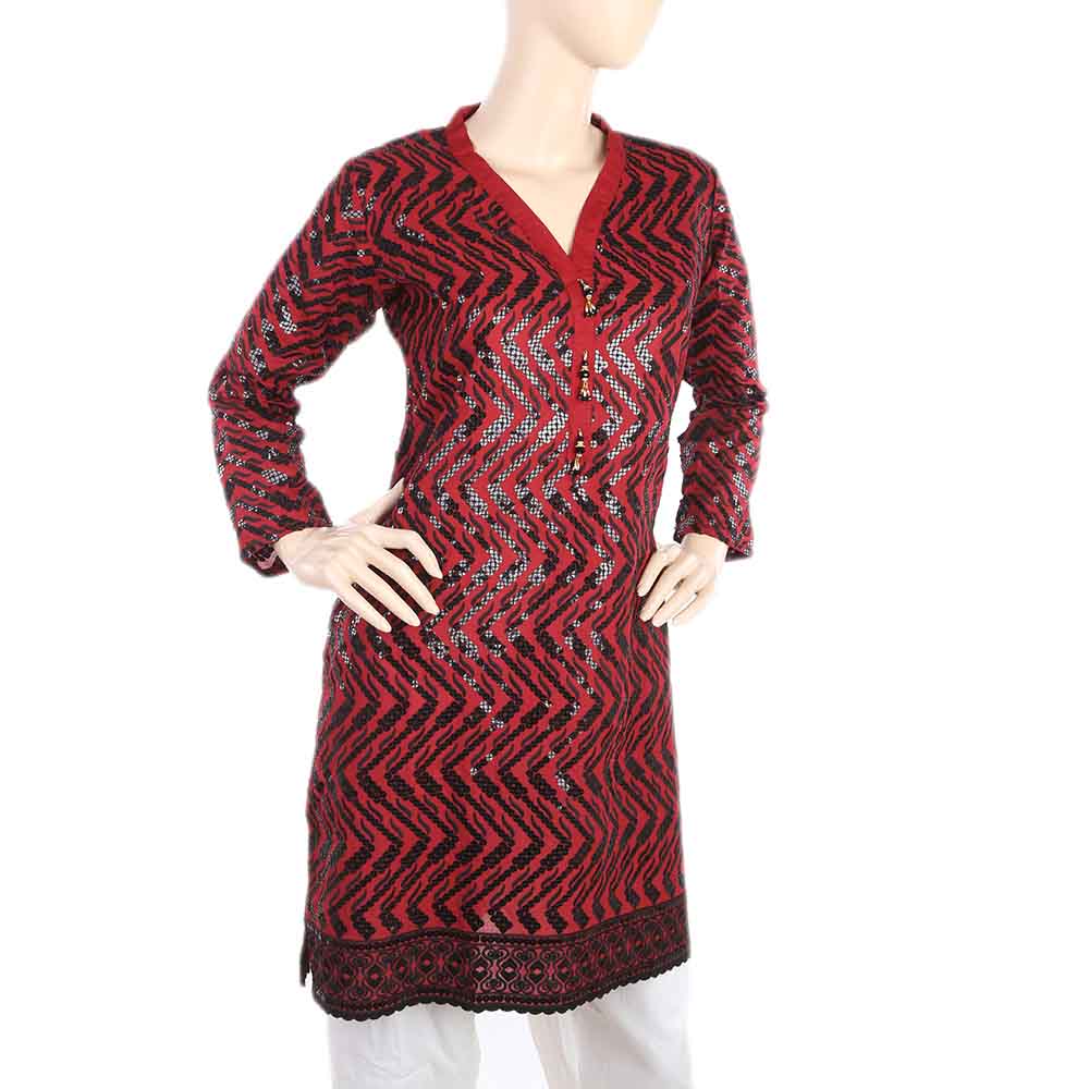 Women's Fancy Chicken Kurti - Maroon, Women, Ready Kurtis, Chase Value, Chase Value
