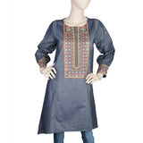 Women's Embroidered Kurti - Steel Grey, Women, Ready Kurtis, Chase Value, Chase Value