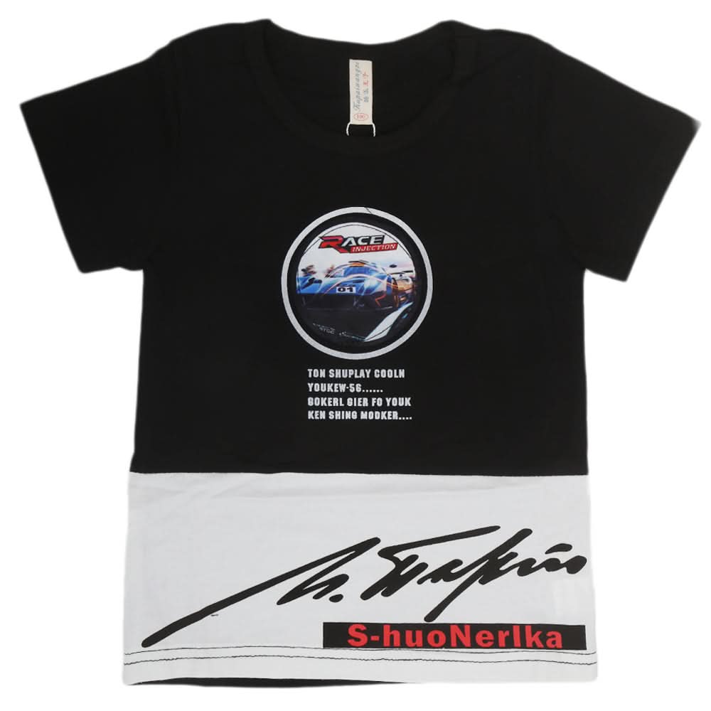 Boys Round Neck Half Sleeves T-Shirt - Black, Kids, Boys T-Shirts, Chase Value, Chase Value