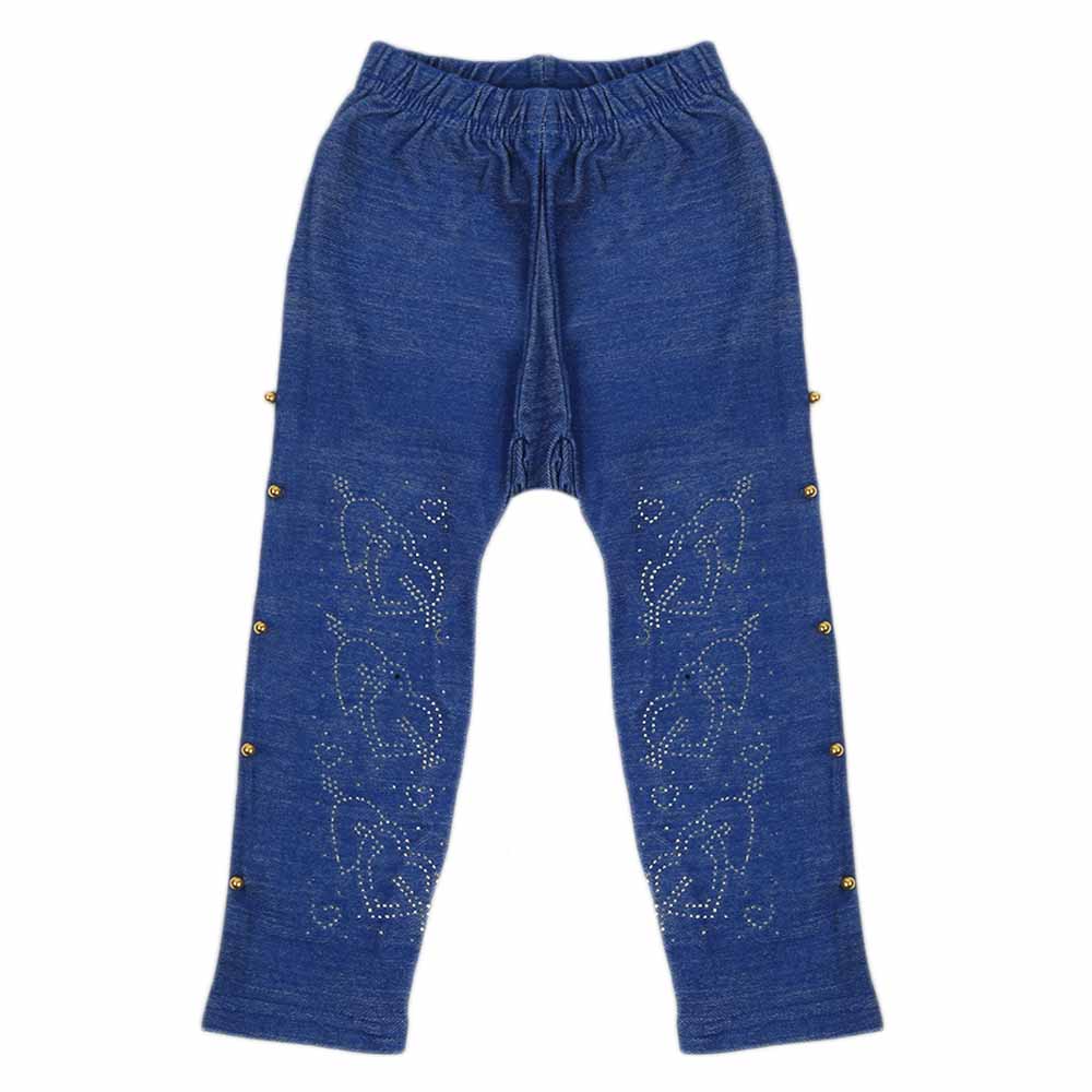 Girls Denim Tight - Royal Blue, Girls Tights Leggings & Pajama, Chase Value, Chase Value