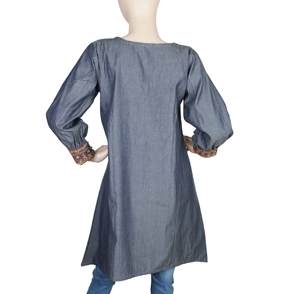 Women's Embroidered Kurti - Steel Grey, Women, Ready Kurtis, Chase Value, Chase Value