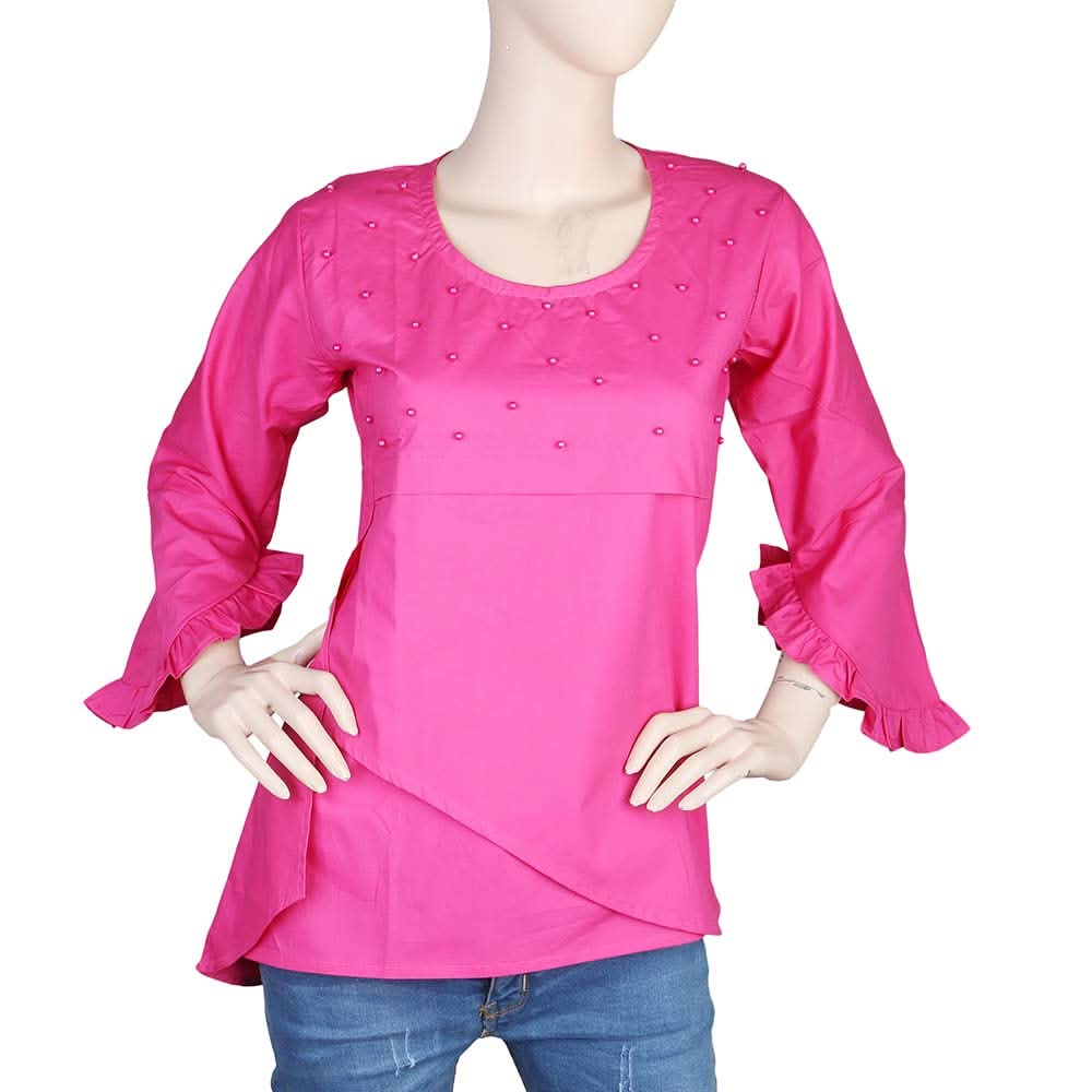 Women's Fancy Woven Top - Pink, Women, T-Shirts And Tops, Chase Value, Chase Value