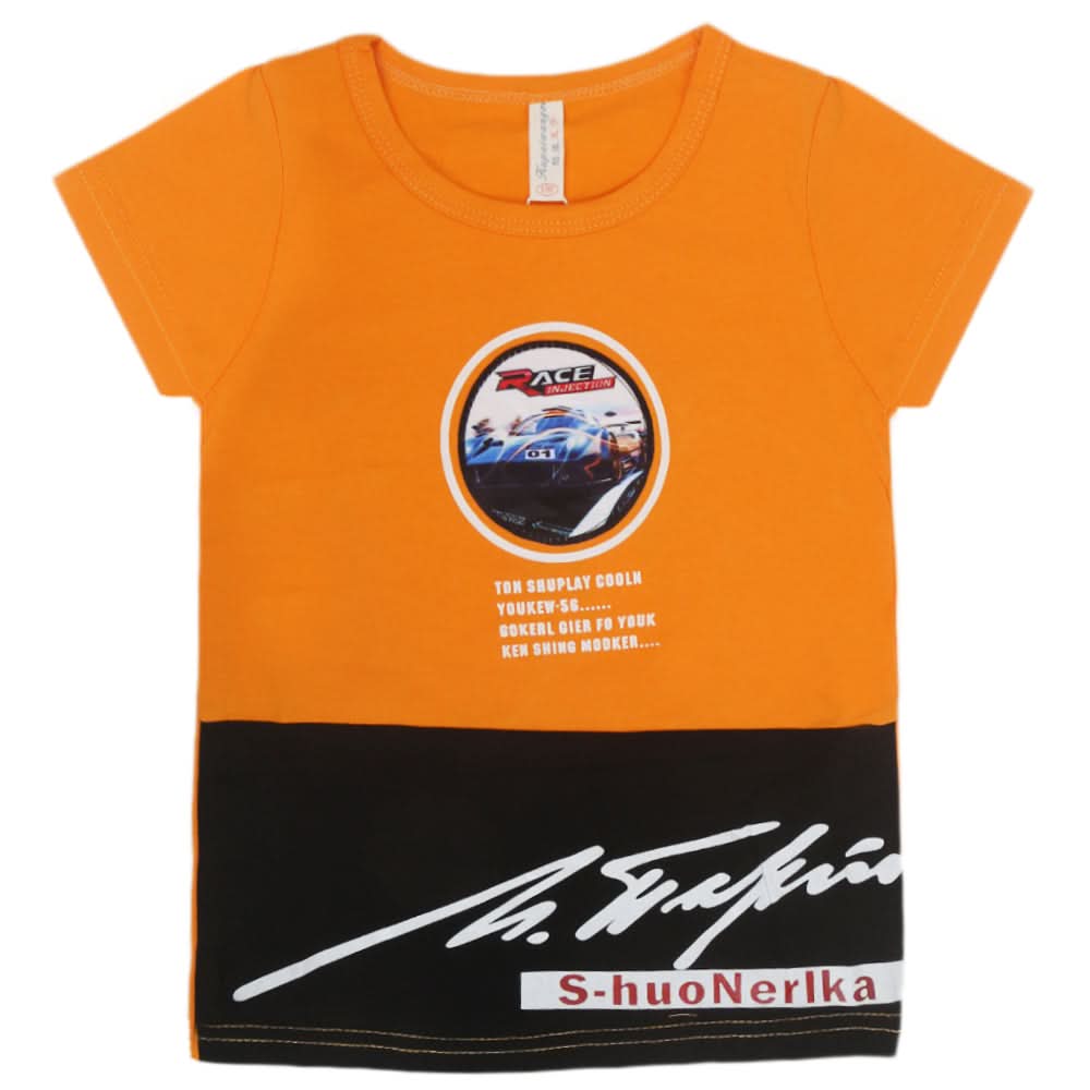 Boys Round Neck Half Sleeves T-Shirt - Mustard, Kids, Boys T-Shirts, Chase Value, Chase Value