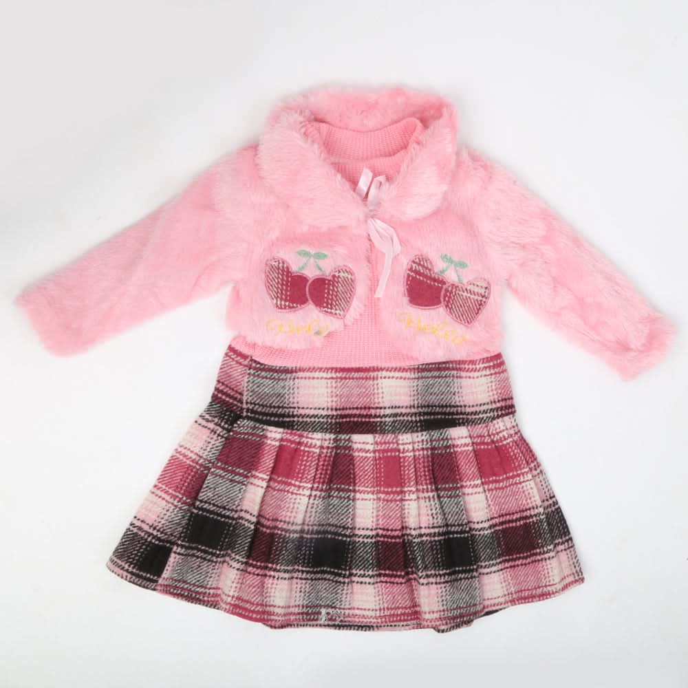 Girls Full Sleeves Frock - Pink, Kids, Girls Frocks, Chase Value, Chase Value
