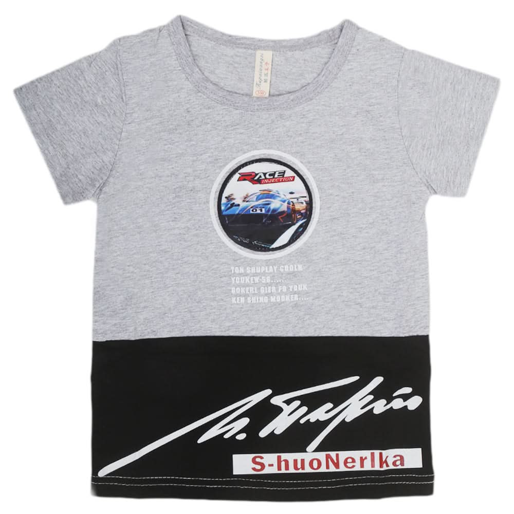 Boys Round Neck Half Sleeves T-Shirt - Grey, Kids, Boys T-Shirts, Chase Value, Chase Value