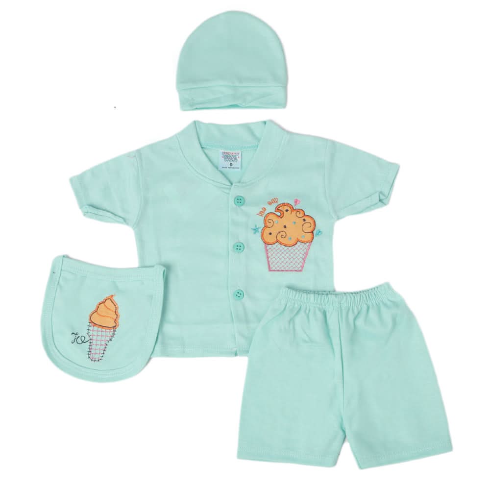 Newborn Boys Half Sleeves Suit - Sea Green, Kids, Newborn Boys Sets And Suits, Chase Value, Chase Value