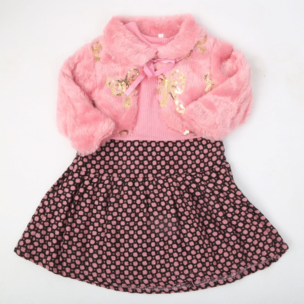 Girls Full Sleeves Frock - Pink, Kids, Girls Frocks, Chase Value, Chase Value