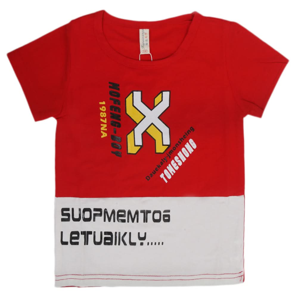 Boys Round Neck Half Sleeves T-Shirt - Red, Kids, Boys T-Shirts, Chase Value, Chase Value