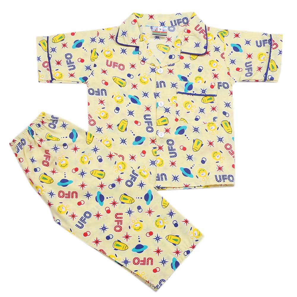 Boys Half Sleeves Sleeping Suits - Lemon, Kids, Boys Sets And Suits, Chase Value, Chase Value