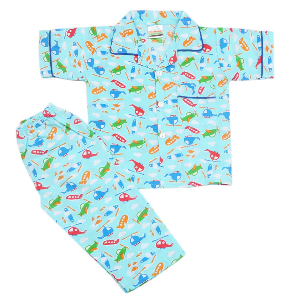 Boys Half Sleeves Sleeping Suits - Cyan, Kids, Boys Sets And Suits, Chase Value, Chase Value