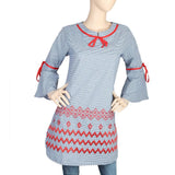 Women's Embroidered Checkered Kurti - Blue, Women, Ready Kurtis, Chase Value, Chase Value