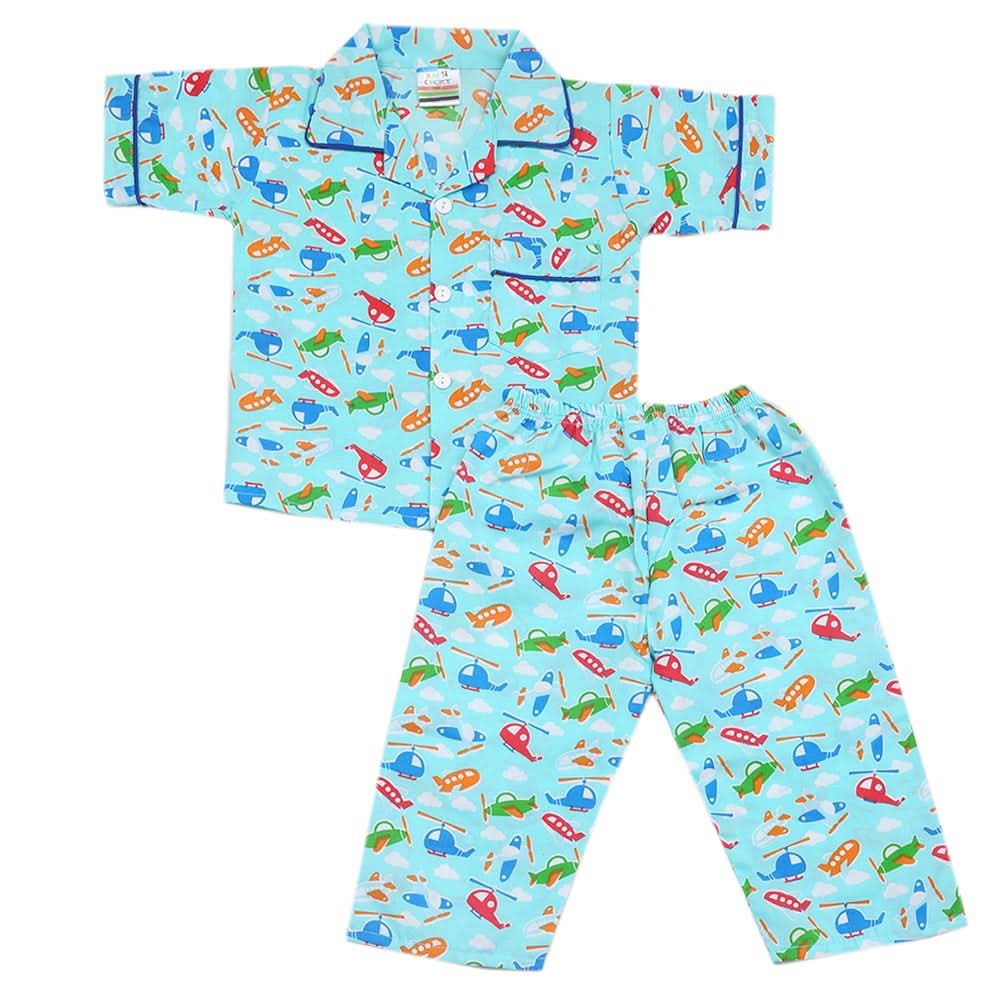Boys Half Sleeves Sleeping Suits - Cyan, Kids, Boys Sets And Suits, Chase Value, Chase Value