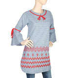 Women's Embroidered Checkered Kurti - Blue, Women, Ready Kurtis, Chase Value, Chase Value