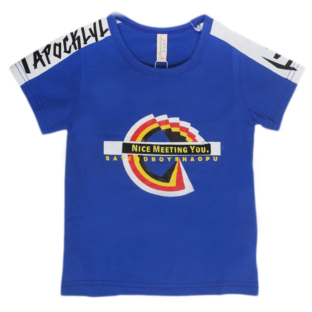 Boys Round Neck Half Sleeves T-Shirt - Royal Blue, Kids, Boys T-Shirts, Chase Value, Chase Value