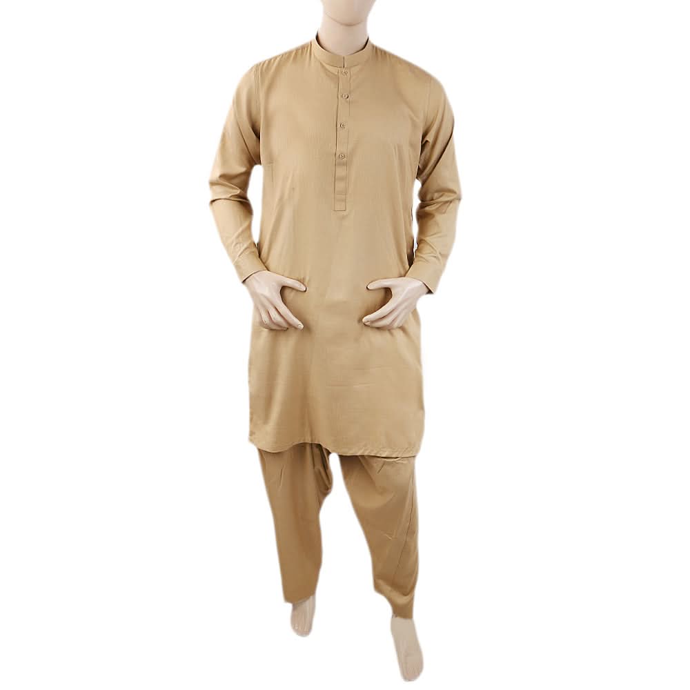 Men's Mashriq Slim Fit Suit - Brown, Men, Shalwar Kameez, Chase Value, Chase Value
